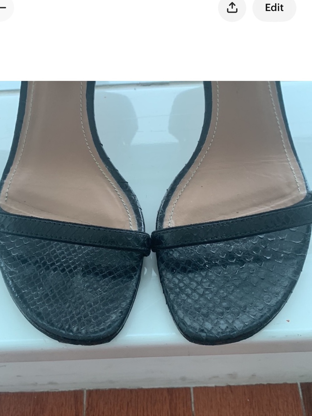 Calvin Klein Collection Black Open-Toe Ankle-Strap Sandals with Gold Chain - Picture 2 of 7